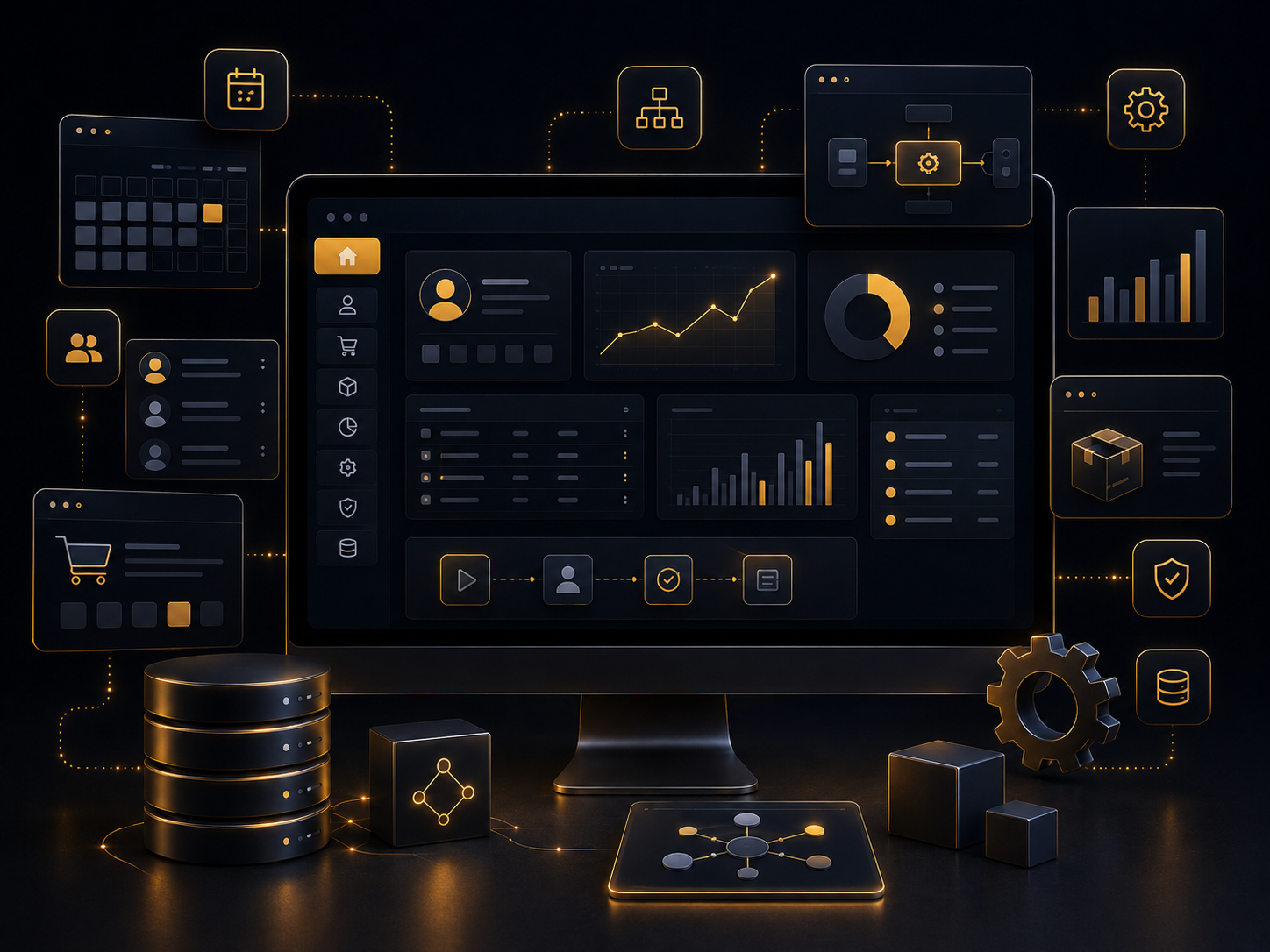 Custom business system development service graphic